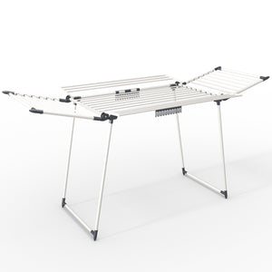 Sechoir a linge etendoir sur pied avec ailes hautes 175x92x106cm Blanc