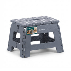 Tabouret pliant antiderapant 32x25x22 cm plastique gris - VOUNOT FR