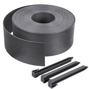 Bordure de jardin PE flexible 20M x 8 CM avec piquets gris
