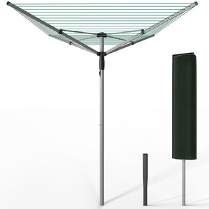 Etendoir a Linge Exterieur Rotatif avec housse de protection et Surface etendage 50m Argent Vert