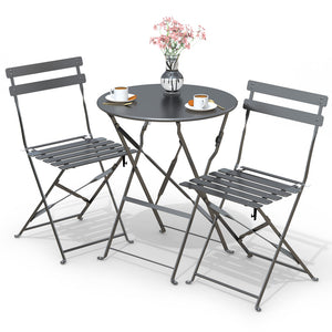 Ensemble bistro extérieur 1 table 2 chaises acier gris - VOUNOT FR