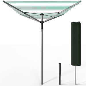 Etendoir a Linge Exterieur Rotatif avec housse de protection et Surface etendage 45m Argent Vert