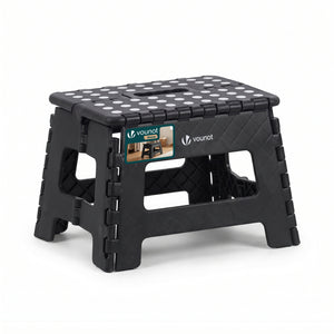 Tabouret pliant antiderapant 32x25x22 cm plastique noir - VOUNOT FR