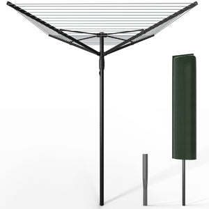 Etendoir a Linge Exterieur Rotatif avec housse de protection et Surface etendage 50m Noir