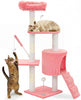 Arbre a chat 112cm multi niveaux Griffoir et niche Rose - VOUNOT FR