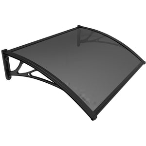 Auvent de porte marquise 120x80 cm transparent en Polycarbonate anti UV Anthracite - VOUNOT FR