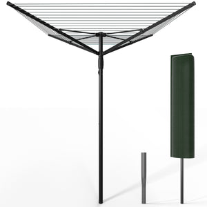 Etendoir a Linge Exterieur Rotatif avec housse de protection et Surface etendage 45m Noir