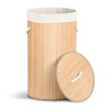 Panier a linge en bambou rond avec couvercle 58L - VOUNOT FR