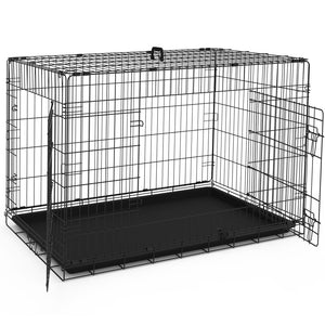 Cage pour chien pliable avec 2 portes verrouillable plateau amovible 122x75x81cm - VOUNOT FR