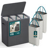 Panier a linge 3 compartiments et sacs amovibles auto ajustant avec couvercle 170L Anthracite - VOUNOT FR