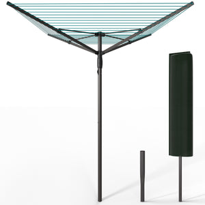 Etendoir a Linge Exterieur Rotatif avec housse de protection et Surface etendage 45m Gris