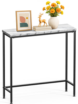 Console table style industriel en metal et MDF 75x24x75 cm Blanc