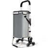 Chariot de courses pliable monte escalier aluminium avec sac isotherme gris - VOUNOT FR