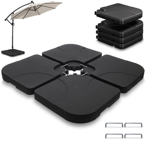 Lot de 4 dalles lestage parasol HDPE 60L eau - 100kg sable noires