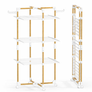 Sechoir a linge vertical tour etendoir pliable 3 niveaux 99x69x135.5 cm style bois blanc - VOUNOT FR