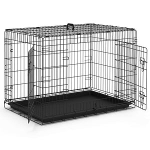 Cage pour chien pliable avec 2 portes verrouillable plateau amovible 92x58x64cm - VOUNOT FR