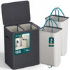 Panier a linge 2 compartiments et sacs amovibles auto ajustant avec couvercle 150L Anthracite - VOUNOT FR