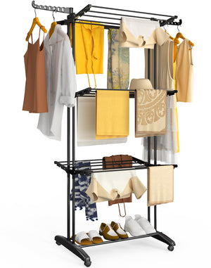 Sechoir a linge etendoir renforce 4 niveaux 125x62x173cm noir