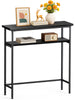 Console table 2 niveaux style industriel en metal et MDF 80x24x80 cm Noir