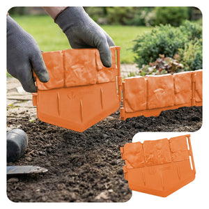 Lot de 175 pcs Bordure de jardin imitation pierre facile a installer 26.7m terracotta - VOUNOT FR