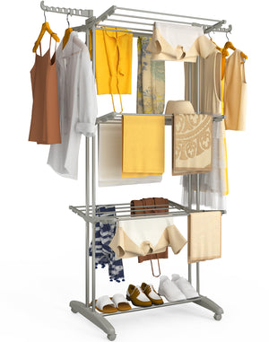 Sechoir a linge etendoir renforce 4 niveaux 125x62x173cm gris