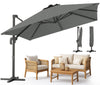 Parasol deporte inclinable Premium carre avec housse protection 3x3m Roma Gris - VOUNOT FR