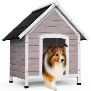 Niche pour Chien Extérieure en Bois 72x65x83cm gris - VOUNOT FR