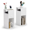 Lot de 2 Table de chevet d’appoint avec tiroir et compartiment 25x30x66cm blanc - VOUNOT FR