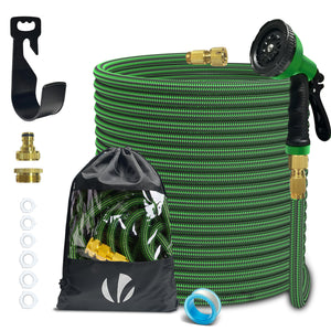 Tuyau d’Arrosage Extensible 30m Renforce avec Accessoires vert - VOUNOT FR