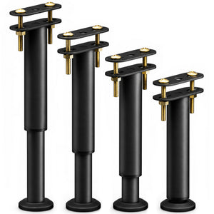 Lot de 4 Pieds de meubles lits Hauteur reglables 25-43 cm en metal noir - VOUNOT FR