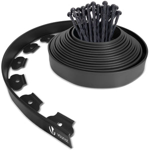 Bordure de jardin plastique flexible 10m avec piquets noir - VOUNOT FR