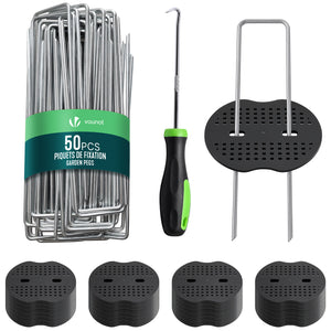 Lot de 50 piquets de fixation U 150x30mm avec 25 Rondelles de fixation plastique - VOUNOT FR