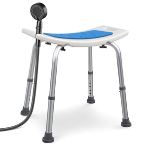 Siege de douche ergonomique a hauteur reglable en Aluminum HDPE bleu - VOUNOT FR