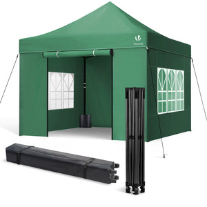 Tonnelle de jardin renforcée 3x3m pliable Barnum avec 4 parois latérales et fenêtres vert - VOUNOT FR
