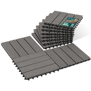 Lot de 11 dalles clipsables exterieures 30x30cm en Composite WPC Gris - VOUNOT FR