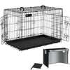 Cage pour chien pliable avec 2 portes verrouillable plateau amovible et housse de protection 92x58x64cm - VOUNOT FR