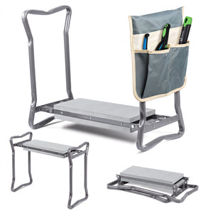Agenouilloir tabouret de jardin 2 en 1 avec pochette de rangement EVA gris - VOUNOT FR
