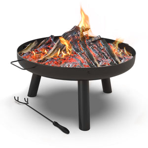 Brasero Exterieur en Metal avec Grille Tisonnier diametre 60cm noir