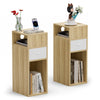 Lot de 2 Table de chevet d’appoint avec tiroir et compartiment 25x30x66cm naturel - VOUNOT FR