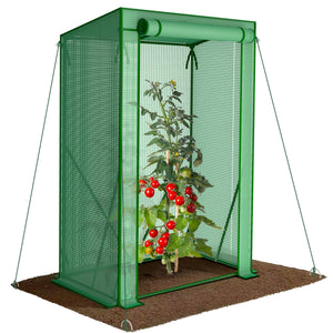 Serre de jardin Serre tomates avec grande porte enroulable bache PE renforcee 135g/m2 100x50x150cm Vert
