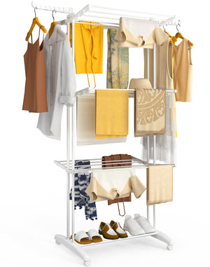 Sechoir a linge etendoir renforce 4 niveaux 125x62x173cm blanc