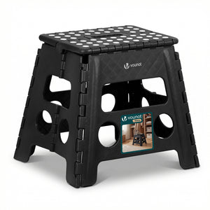 Tabouret pliant antiderapant 37x30x32.5 cm plastique noir - VOUNOT FR