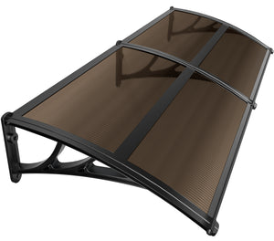 Auvent de porte marquise 200x80 cm transparent en Polycarbonate anti UV Marron - VOUNOT FR