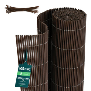 Clôture en canisse PVC 160x500cm imitation osier marron - VOUNOT FR