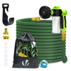 Tuyau d’Arrosage Extensible 15m avec Récipient Savon et accessoires vert