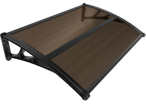 Auvent de porte marquise 120x80 cm transparent en Polycarbonate anti UV Marron - VOUNOT FR