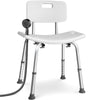 Chaise de douche avec dossier ergonomique a hauteur reglable en aluminum HDPE blanc - VOUNOT FR
