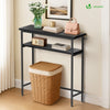Console table 2 niveaux style industriel en metal et MDF 80x24x80 cm Noir