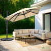 Parasol deporte inclinable Premium carre avec housse protection 3x3m Roma beige - VOUNOT FR