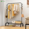 Portant a Vetements avec etagere Chaussures 8 Crochets Lateraux 110x41x150cm metal Noir - VOUNOT FR